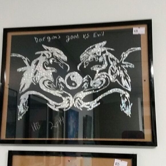 Silver engraving of dragons  - Picture 1 of 1